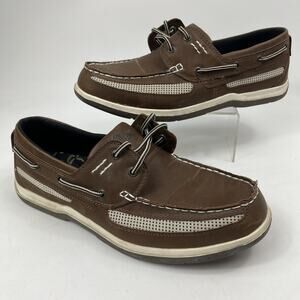 Island Surf Mens Boat Shoes Size 10 Brown Slip On Loafers Casual Preppy Boat